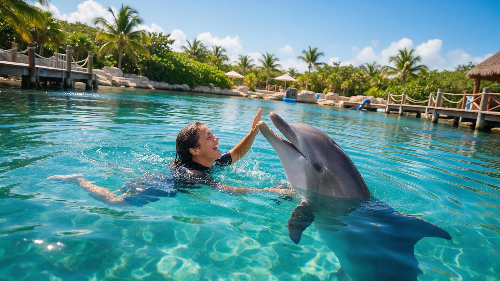 Nado con delfines en la Riviera Maya